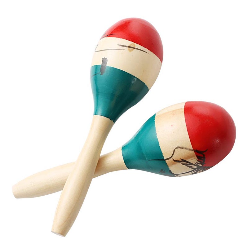 Musfunny Maracas Large Colorful Wood Rumba Shakers Rattle Hand Percussion of Sand of the Hammer Great Musical Instrument with Salsa Rhythm For Party,Games. (Colorful) - Image 1